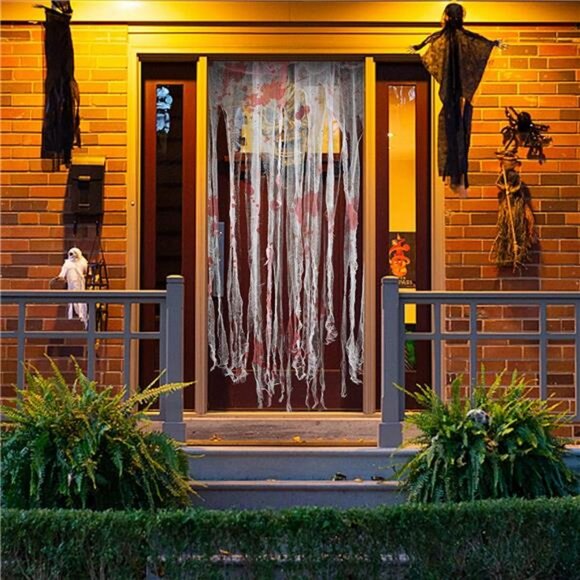 4 PCS Halloween Doorway Curtain-65x39 Inch Decor Door Curtain with Bloody Prints - Picture 4 of 8